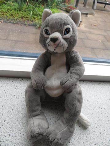 Grijze velours poes kat van IKEA met geborduurde blauwe ogen beschikbaar voor biedingen