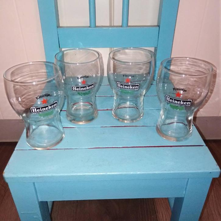 Heineken kleintje bierglazen bol model 4 stuks, Verzamelen, Biermerken, Gebruikt, Glas of Glazen, Heineken, Ophalen