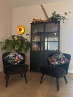 2 Zwarte fauteuiltjes, Huis en Inrichting, Fauteuils, Ophalen, Hout, Minder dan 50 cm, Gebruikt