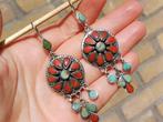 Vanoli 925 zilveren oorbellen bloedkoraal en turquoise, Daiva1973@hotmail.com, Hangers, Vanoli, Overige kleuren