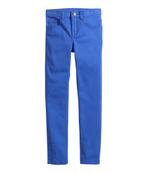 H&M kobaltblauwe broek jeans elastisch twill slim-fit mt 140, Broek, Meisje, H&M, Nieuw
