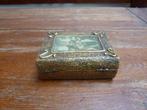 Vintage goudkleurig houten doosje met afbeelding, Antiek en Kunst, Ophalen of Verzenden