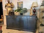 Groot antiek dressoir, komgrepen antraciet, Ophalen, Zo goed als nieuw, 200 cm of meer, Nvt