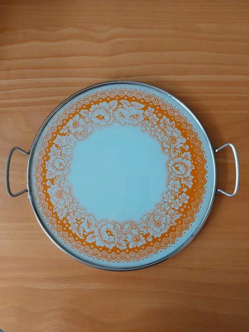 Vintage dienblad, Huis en Inrichting, Woonaccessoires | Dienbladen, Zo goed als nieuw, Rond, Ophalen of Verzenden