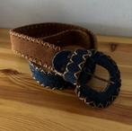 Exclusieve Indian Rose suède/denim riem - 90 x 4cm - cognac, Kleding | Dames, Ophalen of Verzenden, Nieuw, Zwart, 100 cm of meer