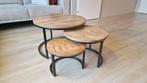 NIEUW Naturel Houten Salontafels set van 3, Huis en Inrichting, Tafels | Salontafels, Ophalen, 50 tot 100 cm, Landelijk & Industrieel