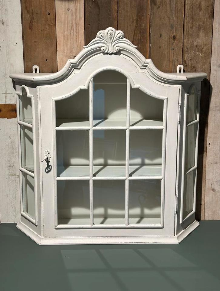 Brocante hangkastje - wit, Huis en Inrichting, Kasten | Vitrinekasten, Zo goed als nieuw, Minder dan 100 cm, 50 tot 100 cm, 25 tot 50 cm