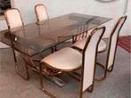 Eethoek Romeo Rega messing glazen set slechts 200 euro jaren, Huis en Inrichting, Complete eetkamers, Ophalen of Verzenden