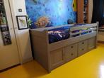 Verhoogd kinderbed met opbergruimte, Grijs, 100 cm, 210 cm, Eenpersoons