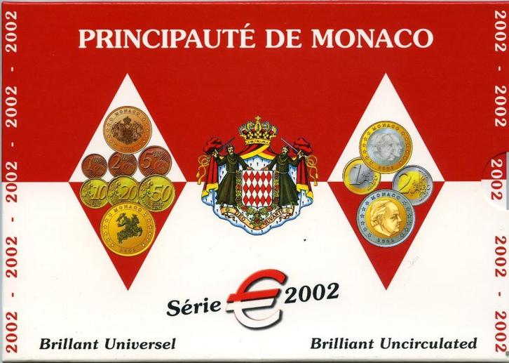 BU set Monaco 2002 - 1 cent t/m 2 euro - Blister, Postzegels en Munten, Munten | Europa | Euromunten, Setje, Overige waardes, Monaco
