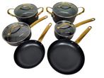 Rosenberg Luxe Pannenset - 10 delig - Zwart - Inductie.Nieuw, Ophalen, Pannenset, Keramische plaat, Nieuw
