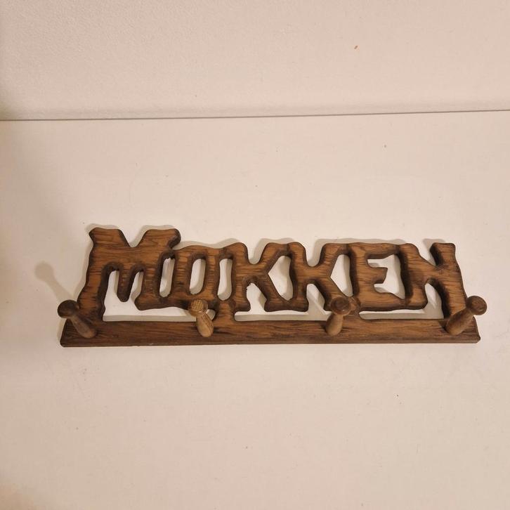 Mokken rek jaren 70 houten mokken rekje, Verzamelen, Retro, Huis en Inrichting, Ophalen of Verzenden