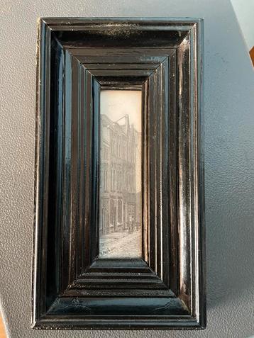 Fraai potlood tekeningetje in lijst, gesigneerd. beschikbaar voor biedingen