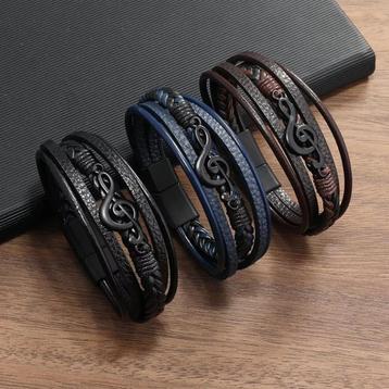 Heren Leren Muzieknoot Armband beschikbaar voor biedingen