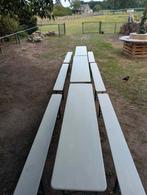 Biertafel set (3 tafels, 6 banken) - 220  50  77 cm, Tuin en Terras, Picknicktafels, Ophalen, Zo goed als nieuw, Inklapbaar, Rechthoekig
