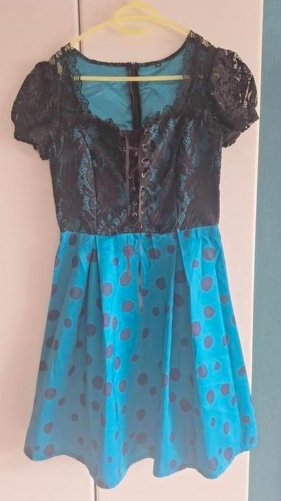 feestelijke jurk met kanten top maat M, Kleding | Dames, Jurken, Gedragen, Maat 38/40 (M), Blauw, Ophalen of Verzenden