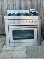 RVS gasfornuis met oven  5-pits Merk Solitaire In goede staa, Gebruikt, 60 cm of meer, Ophalen of Verzenden, Gas