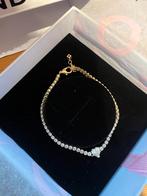 Gouden Pandora tennisketting met stenen en hart, Sieraden, Tassen en Uiterlijk, Armbanden, Ophalen of Verzenden, Nieuw, Goud, Goud