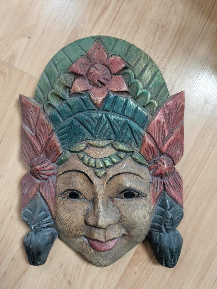 Houten Wanddecoratie - Balinees Masker, Antiek en Kunst, Kunst | Niet-Westerse kunst, Ophalen of Verzenden