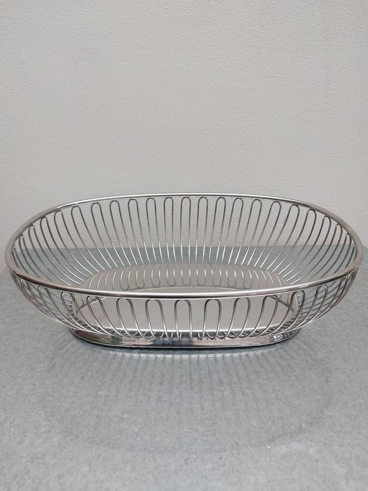 Roestvrijstalen ovalen vintage Alessi draadmand, Antiek en Kunst, Antiek | Schalen, Ophalen of Verzenden