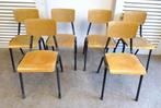 Prachtige set van 6 vintage retro school  stoelen, Retro vintage, Vijf, Zes of meer stoelen, Metaal, Gebruikt