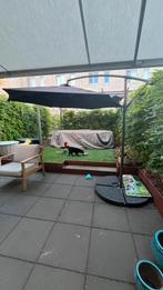 Zweefparasol zwart 3x3m incl voet en verzwaring en hoes, Tuin en Terras, Parasols, Ophalen, Gebruikt, Zweefparasol