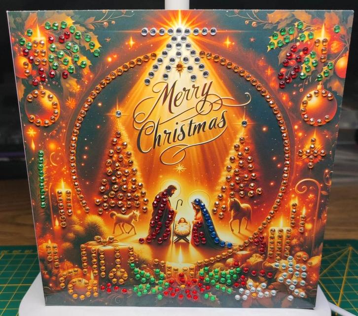 Diamond Painting kerstkaart Traditioneel 2, Hobby en Vrije tijd, Kaarten | Zelfgemaakt, Nieuw, Kerst, Ophalen of Verzenden