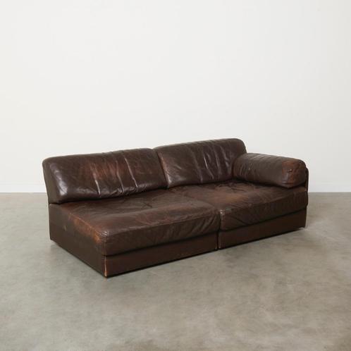 De Sede DS76 sofa leer jaren 60 70 vintage, Huis en Inrichting, Banken | Sofa's en Chaises Longues, Gebruikt, Tweepersoons, 150 tot 200 cm