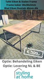 Eet Tafel Eiken - Stalen Frame, Stylingathome, Verzenden, 50 tot 100 cm, Vijf personen of meer