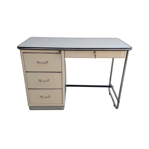 Vintage metalen dokters bureau, Huis en Inrichting, Bureaus, Gebruikt, Bureau, Ophalen