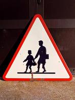 Stoer groot Frans emaille verkeersbord, waarschuwingsbord., Ophalen, Reclamebord, Gebruikt, .