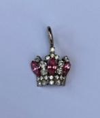 Zilver edelmetalen bedelhanger - kroon met strass steentjes, Nieuw, 1 bedel, Met strass, Ophalen