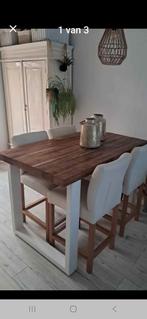 Hoge tafel met stoelen, Huis en Inrichting, Ophalen of Verzenden, Gebruikt, 4 tot 6 stoelen