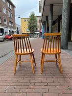 Vintage design spijlenstoelen, houten eetkamerstoelen, Ophalen, Gebruikt, Twee, -