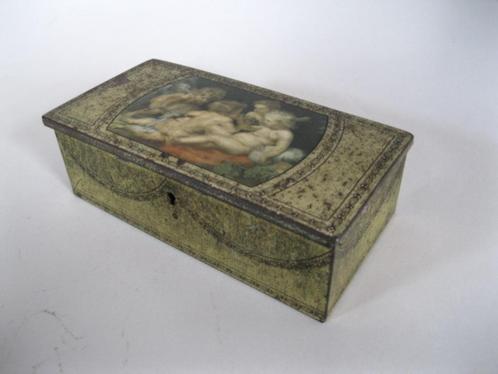 Antiek blik met afbeelding van engelen van PAREIN, Antiek en Kunst, Curiosa en Brocante, Ophalen of Verzenden