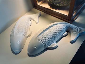 2 koi vis beelden gips vissen ornament beeldje beschikbaar voor biedingen