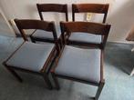 4 Eettafel Stoelen - Hout & Stof, Ophalen, Hout, Gebruikt, Overige kleuren
