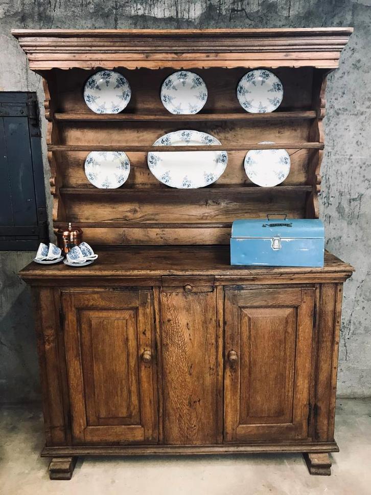 Antieke Engelse eikenhouten landelijke kast - 1740, Huis en Inrichting, Kasten | Televisiemeubels, Gebruikt, 200 cm of meer, 100 tot 150 cm