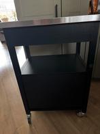 Zwarte trolley met deurtjes en lade, Ophalen, Minder dan 50 cm, Zwart, Zo goed als nieuw