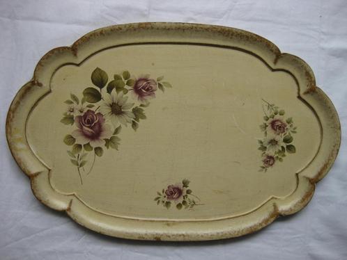 Houten Dienblad / Serveerblad Bloemen Motief Merk Vaga jr 50, Huis en Inrichting, Woonaccessoires | Dienbladen, Gebruikt, Hout