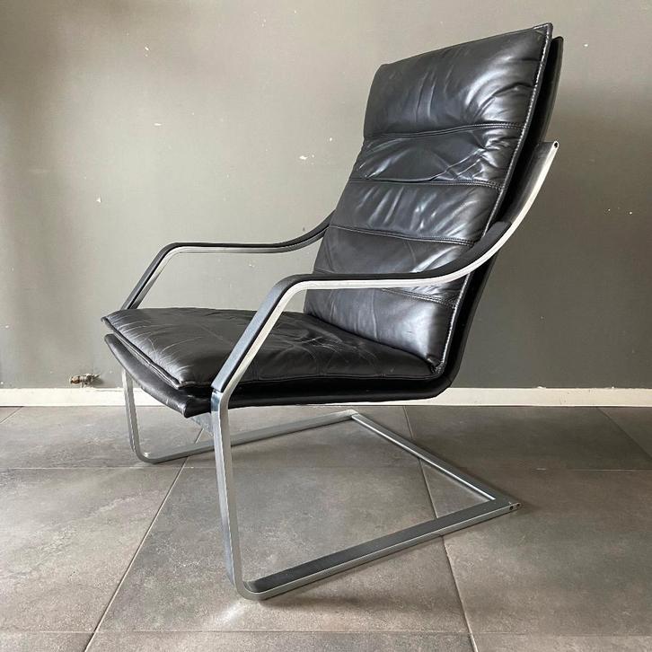 Jaren 70 fauteuil Rudolf B Glatzel Walter Knoll, Huis en Inrichting, Fauteuils, Gebruikt, Leer, Metaal, Stof, Overige materialen