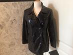 Zwarte lak peacoat S Claude Saint Genet, Kleding | Dames, Ophalen of Verzenden, Gedragen, Maat 36 (S), Zwart