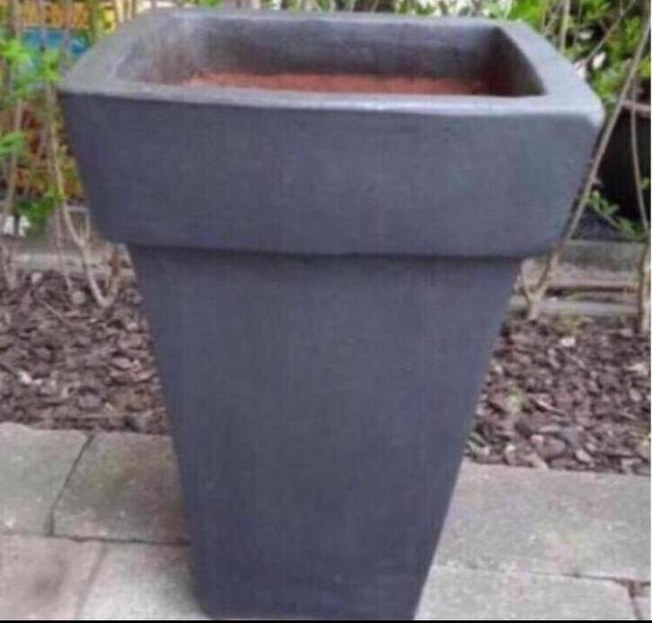 Grote bloempotten antraciet terracotta geglazuurde cascade, Tuin en Terras, Bloempotten, Zo goed als nieuw, Terracotta, Binnen