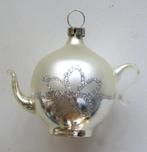 Oude Kerstbal Theepot ( matzilver, bloem van zilveren sneeuw, Diversen, Kerst, Ophalen of Verzenden