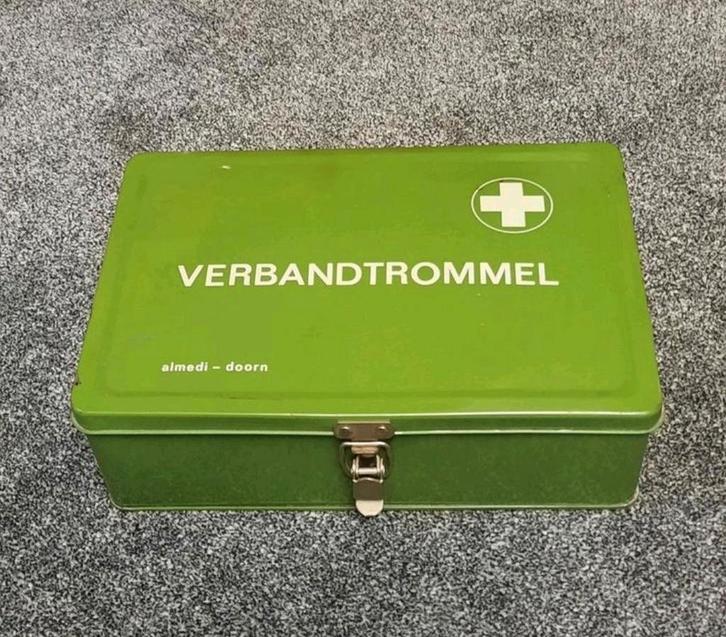 Gevulde vintage verbandtrommel, Diversen, Verpleegmiddelen, Ophalen of Verzenden