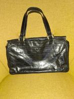 Elegante zwarte leren handtas, Sieraden, Tassen en Uiterlijk, Tassen | Damestassen, Ophalen of Verzenden, Gebruikt, Zwart, Handtas