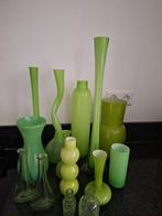 Groene Vazen Collectie, Gebruikt, Ophalen of Verzenden, Glas, Minder dan 50 cm