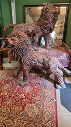2 levensgrote houten 19e eeuwse Chinese tempelleeuwen 230 cm, Ophalen