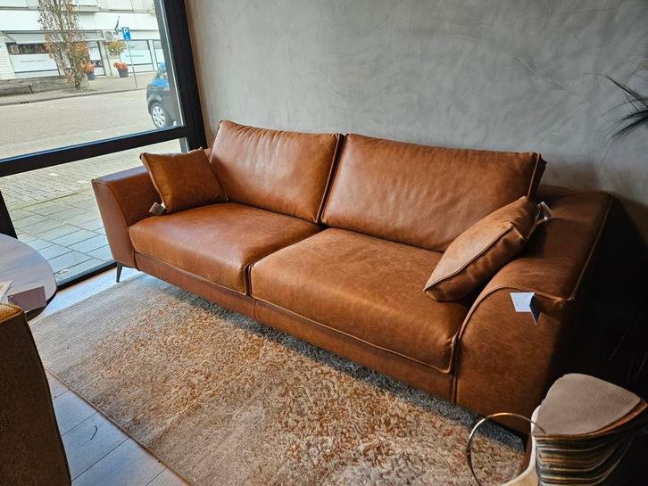 Bankstel bank "nova" vintage leder cognac haveco, Huis en Inrichting, Banken | Bankstellen, Nieuw, Leer, Stof, Ophalen of Verzenden