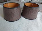 Leren lampen kappen x2, Huis en Inrichting, Lampen | Lampenkappen, Ophalen of Verzenden, Zo goed als nieuw, Rond, Minder dan 25 cm
